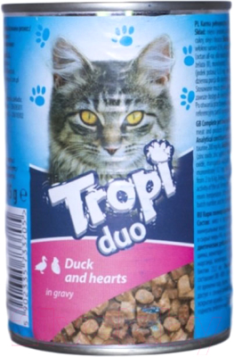 Влажный корм для кошек Tropi Duo с уткой и сердцем в соусе / TROPI01 (415г)