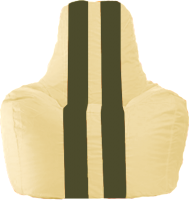 Бескаркасное кресло Flagman Спортинг С1.1-135 (светло-бежевый/тёмно-оливковые полоски) - 