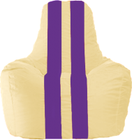 Бескаркасное кресло Flagman Спортинг С1.1-132 (светло-бежевый/фиолетовые полоски) - 