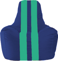 Бескаркасное кресло Flagman Спортинг С1.1-124 (синий/бирюзовые полоски) - 