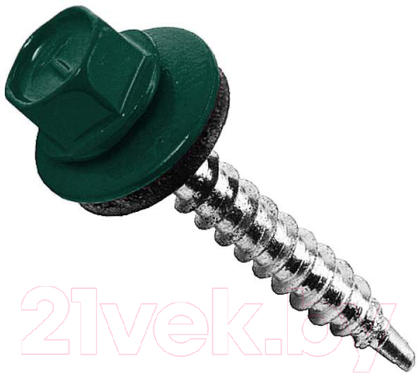 Саморез Starfix Кровельный по дереву 4.8х29 шайба с прокл. PT1 / SM-65462-5000 (5000шт, оцинкованный, RAL 6005 темно-зеленый) — фото 1