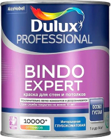 Краска Dulux Prof Bindo Expert для стен и потолков (1л, белый глубокоматовый) - 