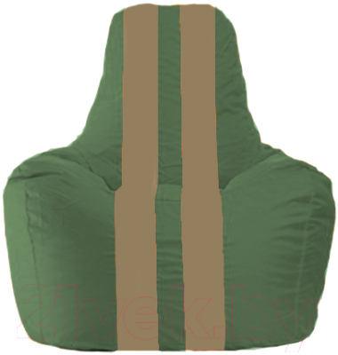 Бескаркасное кресло Flagman Спортинг С1.1-60 (тёмно-зелёный/бежевые полоски)