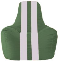 Бескаркасное кресло Flagman Спортинг С1.1-76 (тёмно-зелёный/белые полоски) - 