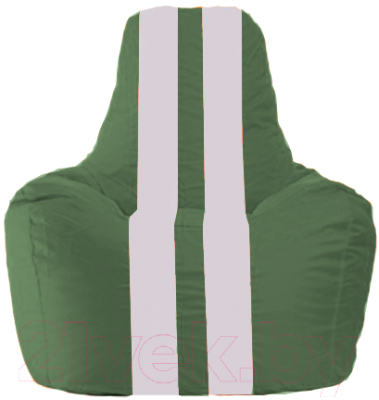Бескаркасное кресло Flagman Спортинг С1.1-76 (тёмно-зелёный/белые полоски)