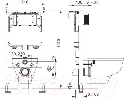 Унитаз подвесной с инсталляцией Sanita Luxe Best SL DM BSTSLWH0104 + INS-0000003