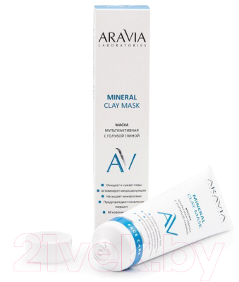 Маска для лица кремовая Aravia Laboratories Mineral Clay Mask мультиактивная с голубой глиной (100мл)