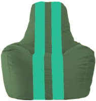 Бескаркасное кресло Flagman Спортинг С1.1-66 (тёмно-зелёный/бирюзовые полоски) - 