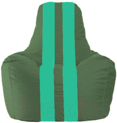 Бескаркасное кресло Flagman Спортинг С1.1-66 (тёмно-зелёный/бирюзовые полоски)