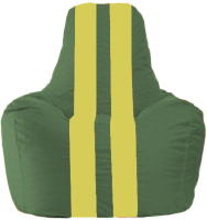Бескаркасное кресло Flagman Спортинг С1.1-65 (тёмно-зелёный/жёлтые полоски) - 