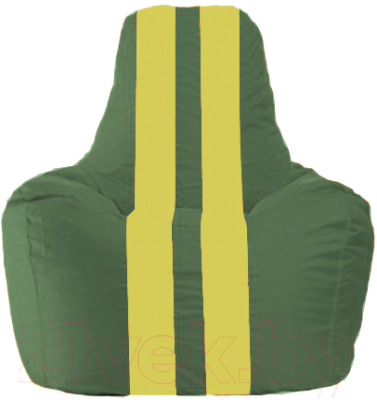 Бескаркасное кресло Flagman Спортинг С1.1-65 (тёмно-зелёный/жёлтые полоски)