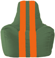Бескаркасное кресло Flagman Спортинг С1.1-64 (тёмно-зелёный/оранжевые полоски) - 