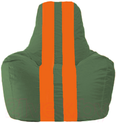 Бескаркасное кресло Flagman Спортинг С1.1-64 (тёмно-зелёный/оранжевые полоски)