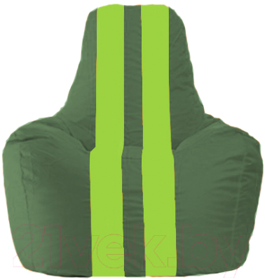 Бескаркасное кресло Flagman Спортинг С1.1-63 (тёмно-зелёный/салатовые полоски)