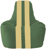 Бескаркасное кресло Flagman Спортинг С1.1-62 (тёмно-зелёный/светло-бежевые полоски) - 