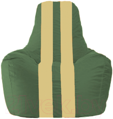 Бескаркасное кресло Flagman Спортинг С1.1-62 (тёмно-зелёный/светло-бежевые полоски)