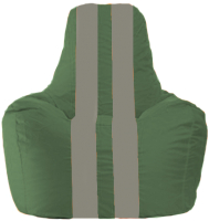 Бескаркасное кресло Flagman Спортинг С1.1-61 (тёмно-зелёный/серые полоски) - 