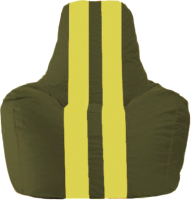 Бескаркасное кресло Flagman Спортинг С1.1-57 (тёмно-оливковый/жёлтые полоски) - 