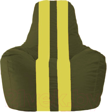Бескаркасное кресло Flagman Спортинг С1.1-57 (тёмно-оливковый/жёлтые полоски)