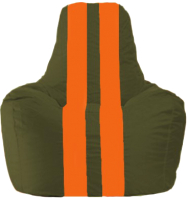 Бескаркасное кресло Flagman Спортинг С1.1-56 (тёмно-оливковый/оранжевые полоски) - 