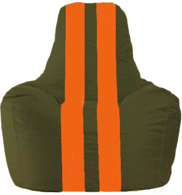 Бескаркасное кресло Flagman Спортинг С1.1-56 (тёмно-оливковый/оранжевые полоски)