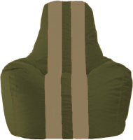 Бескаркасное кресло Flagman Спортинг С1.1-52 (тёмно-оливковый/бежевые полоски) - 