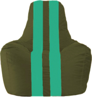 Бескаркасное кресло Flagman Спортинг С1.1-58 (тёмно-оливковый/бирюзовые полоски) - 