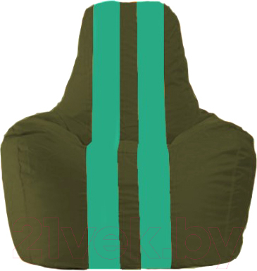 Бескаркасное кресло Flagman Спортинг С1.1-58 (тёмно-оливковый/бирюзовые полоски)