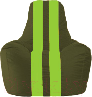 Бескаркасное кресло Flagman Спортинг С1.1-55 (тёмно-оливковый/салатовые полоски)