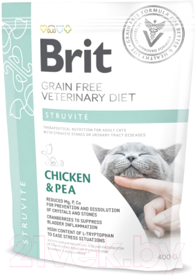 Сухой корм для кошек Brit VD Cat Grain Free Struvite Chicken & Pea / 528288 (400г)