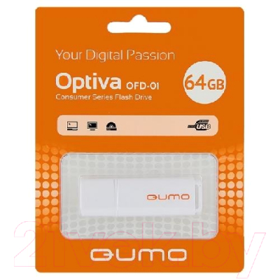 Usb flash накопитель Qumo Optiva 01 64GB 2.0 White / QM64GUD-OP1