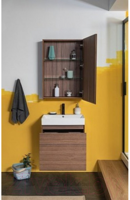 Шкаф с зеркалом для ванной Aquanet Нью Йорк 60 / 203951 (шпон ореховый)