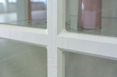 Шкаф с витриной Mobi Ливерпуль (белый/ясень ваниль НМ-1012-100 ПВХ)