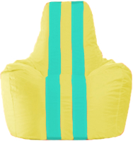 Бескаркасное кресло Flagman Спортинг С1.1-264 (жёлтый/бирюзовые полоски) - 