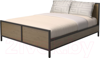 Двуспальная кровать Millwood Neo Loft КМ-2.6 Ш 207x182x94 (дуб темный/металл черный)