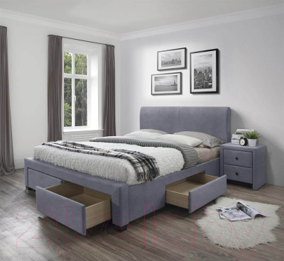 Двуспальная кровать Halmar Modena 3 160x200 (серый)