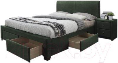 Двуспальная кровать Halmar Modena 3 160x200 (темно-зеленый)
