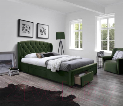 Двуспальная кровать Halmar Sabrina 160x200 (темно-зеленый)