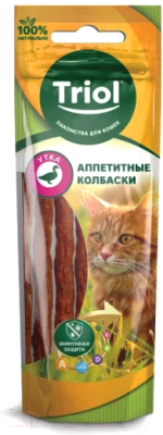 Лакомство для кошек Triol Аппетитные колбаски из утки / 20171001 (40г)