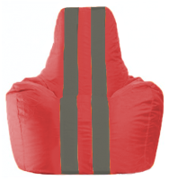 Бескаркасное кресло Flagman Спортинг С1.1-170 (красный/темно-серые полоски) - 