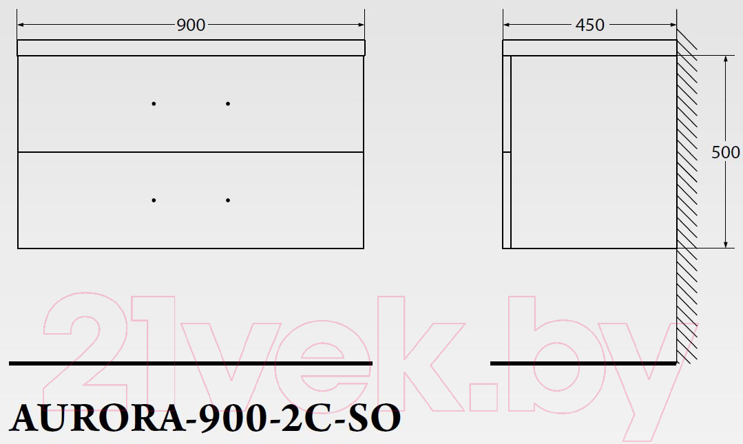 Тумба под умывальник BelBagno Aurora-900-2C-SO-RT