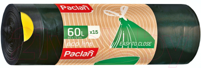 Изображение товара Пакеты для мусора Paclan Eco Line с тесьмой (60л, 15шт)