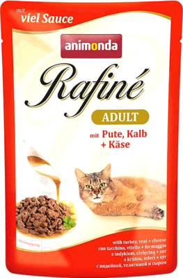 Влажный корм для кошек Animonda Rafine Adult с индейкой, телятиной и сыром (100г)