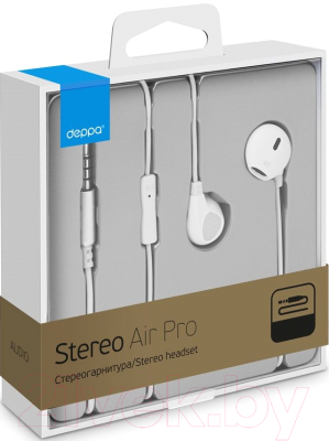 Наушники-гарнитура Deppa Stereo Air Pro / 44154 (белый)