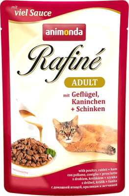 Влажный корм для кошек Animonda Rafine Adult с птицей,кроликом и ветчиной (100г)