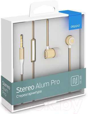 Наушники-гарнитура Deppa Stereo Alum Pro / 44152 (золото)