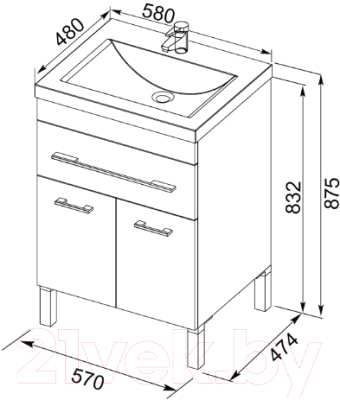 Изображение товара Тумба под умывальник Aquanet Верона 58 / 182507 (с ящиком)