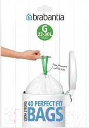 Пакеты для мусора Brabantia PerfectFit G в дисплее, в рулоне 23-30л / 105302 (20шт, белый)