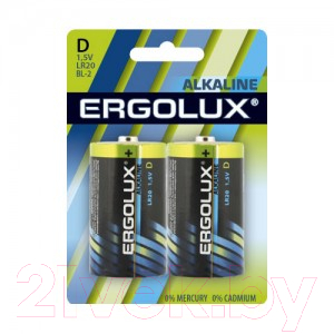 Батарейка Ergolux LR20 Alkaline BL-2 (1.5В)