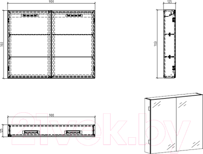 Купить Шкаф с зеркалом для ванной BelBagno SPC-2A-DL-BL-900  